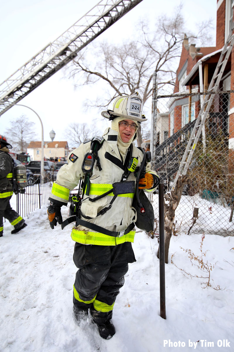 Chicago fire officer at house fire