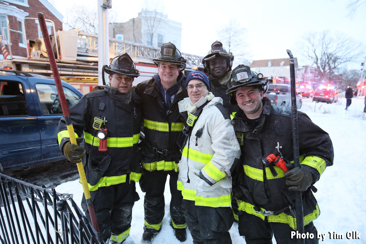 Chicago firefighters on the street with pike pokes