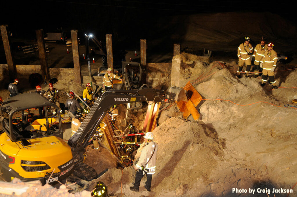 Firefighters at trench rescue in Lake County Florida