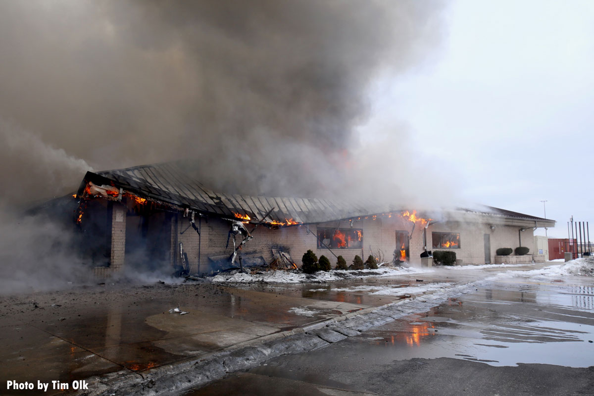 Fire in Denny's at Love Travel Stop in Gary, Indiana