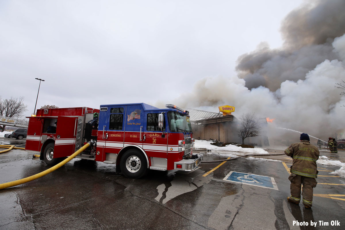 Gary IN fire engine at Denny's fire