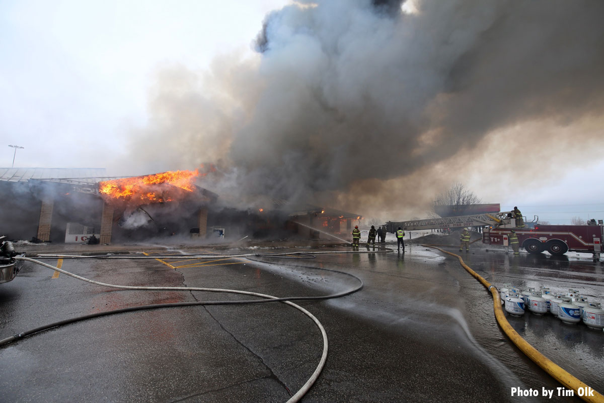 Gary IN firefighters battle fire at Dennys