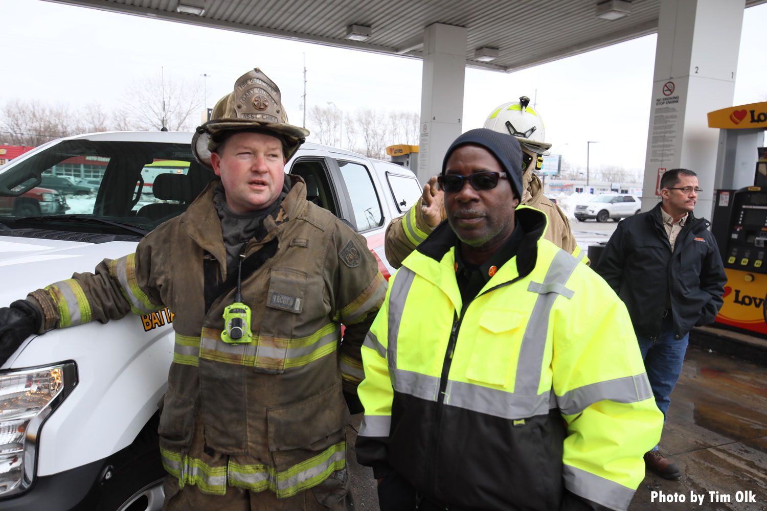 Gary IN firefighters at gas station