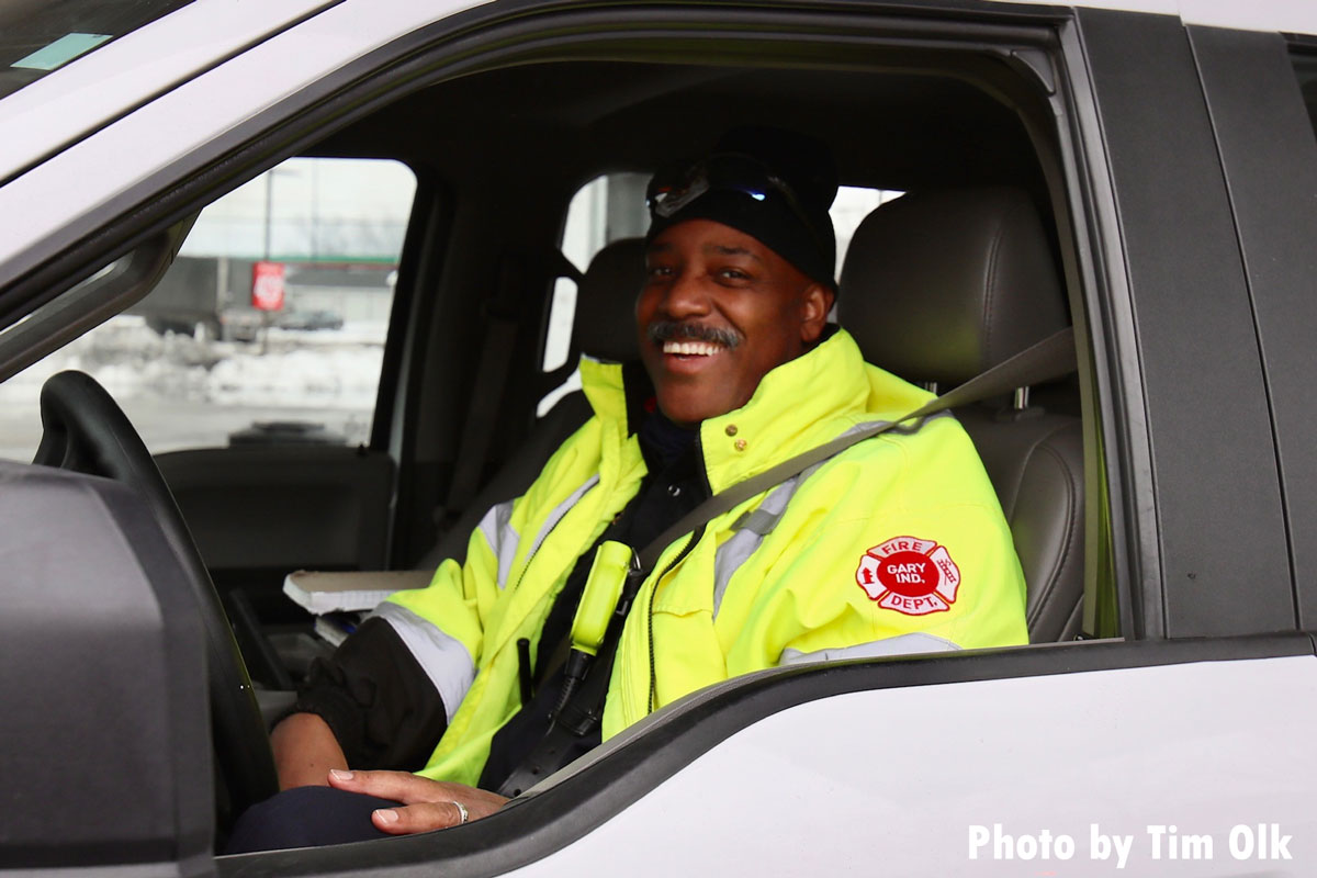 Gary IN firefighter in vehicle