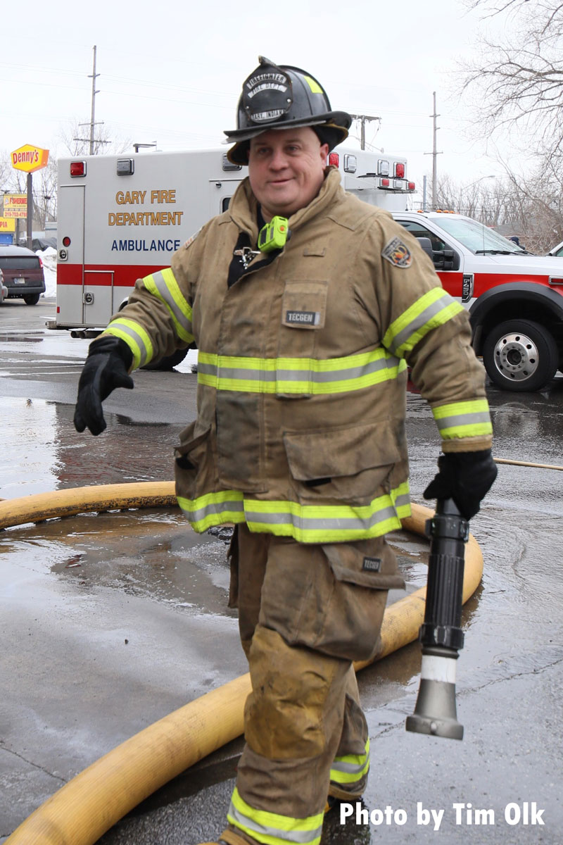 Gary IN firefighter with ambulance