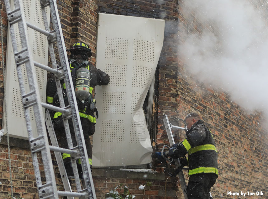 Chicago firefighters at structure fire