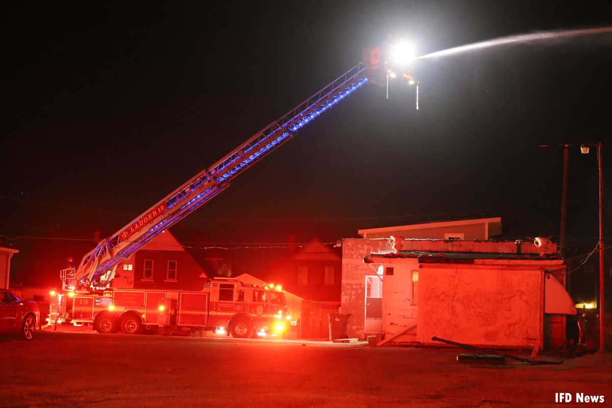 Indianapolis tower ladder flowing water