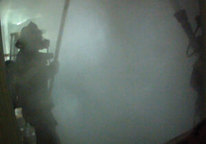 Firefighter in smoke