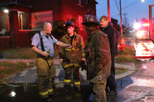 Detroit Battalion Chief Wickman with firefighters