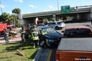 Orlando firefighters working at extrication scene