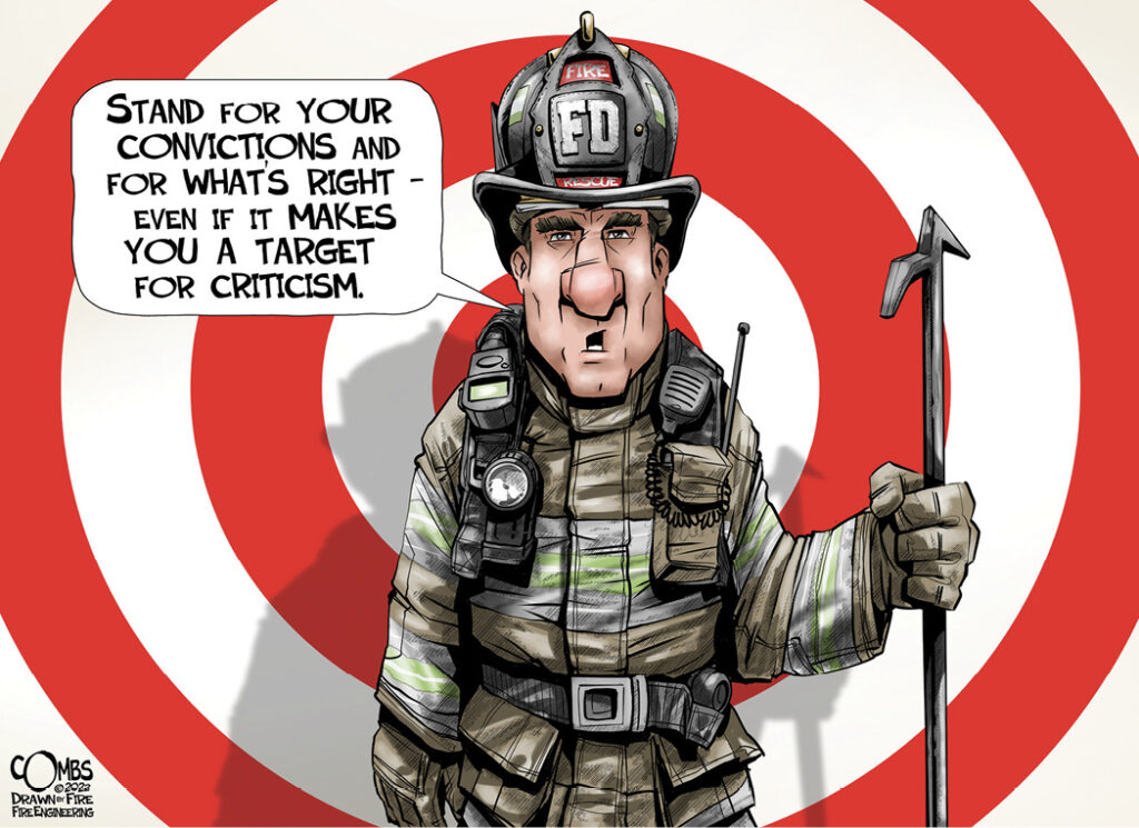 Firefighter and bullseye