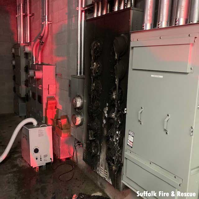 Fire in Suffolk apartment building electrical panel