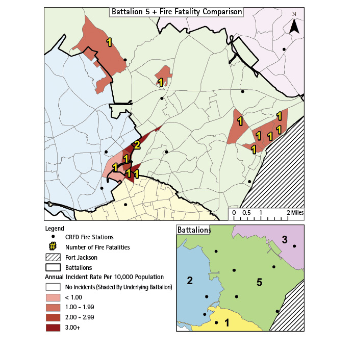 Comparison of Fire Fatality Locations Within and Near Battalion 5