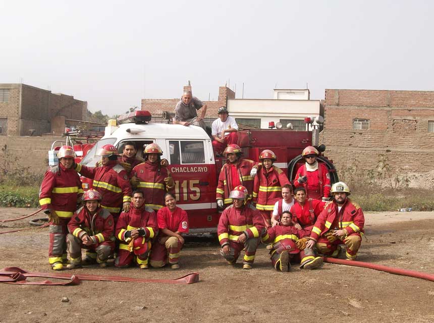 Firefighters in Chaclacayo Lima Peru