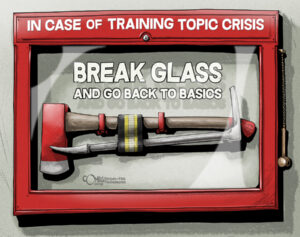 Halligan and ax Irons inside break glass cabinet