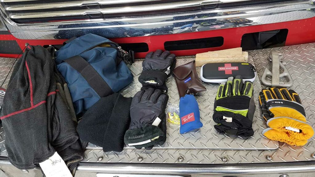 An inventory of various firefighting tools