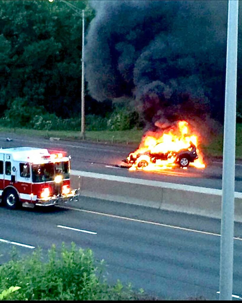 Fire truck and vehicle fire