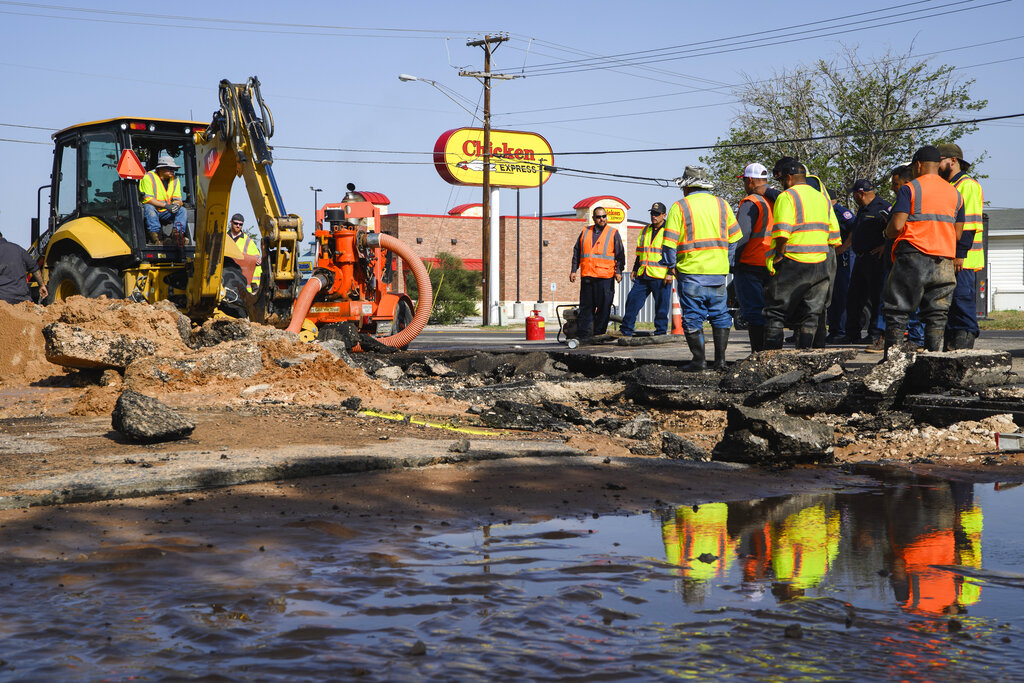 Workers on Odessa water main