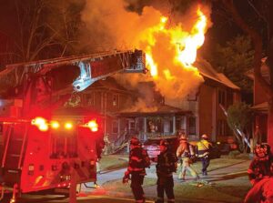 Firefighters at Oak Park IL fire