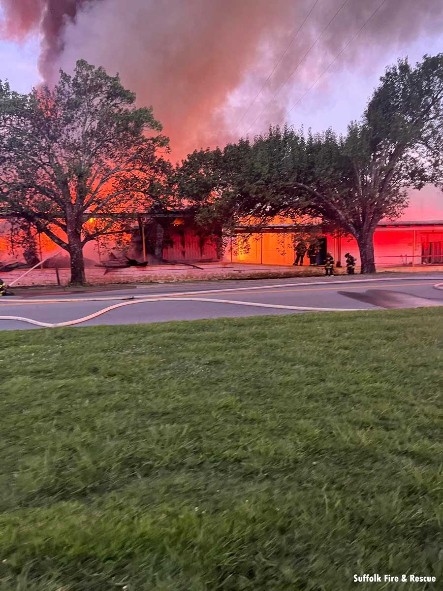 Suffolk VA firefighters at commercial fire