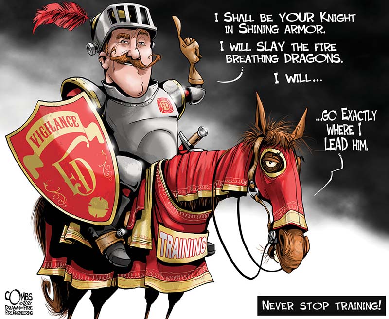 Firefighter knight on a horse