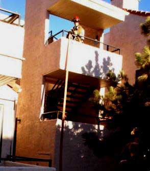 Firefighter performing vertical stretch