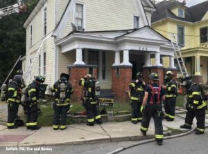 Suffolk firefighters on scene at a fire