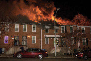 Raging Baltimore row house fire