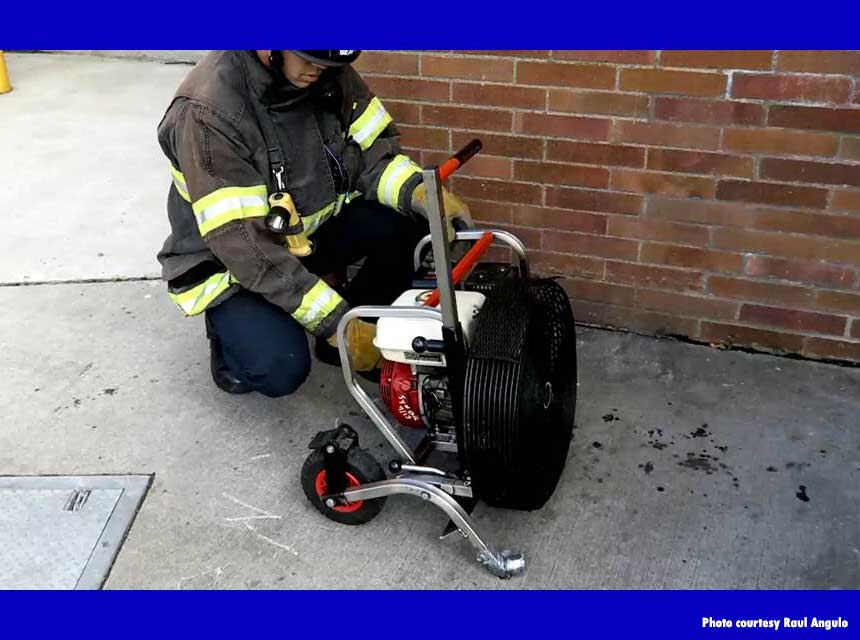 Firefighter with PPV fan