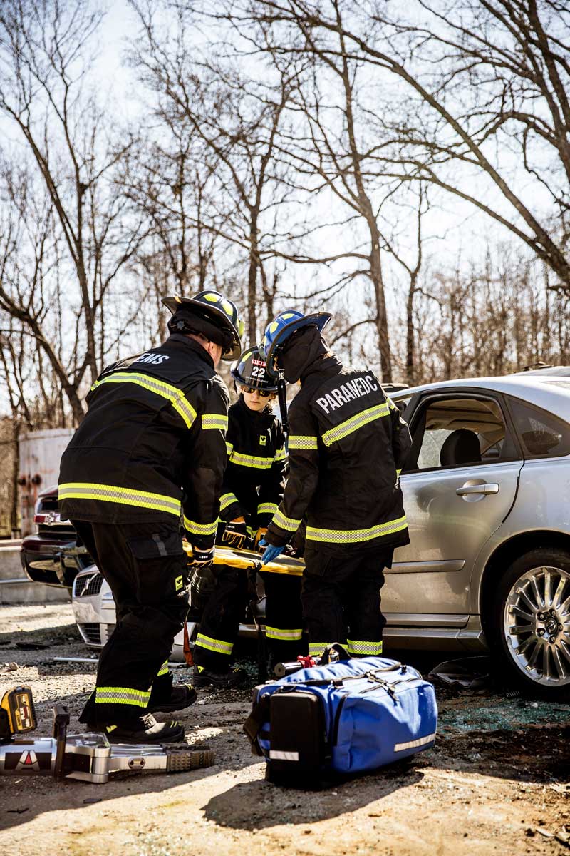 Firefighters perform extrication operations