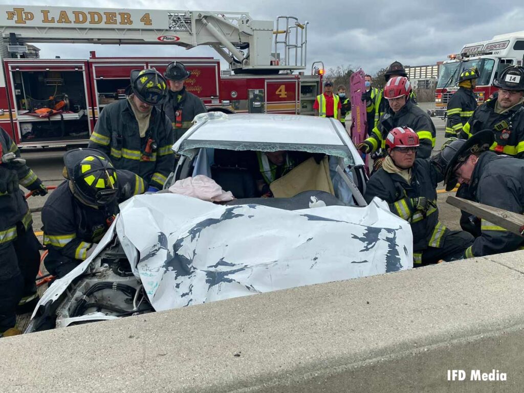 Indianapolis firefighters on scene at March 2021 extrication