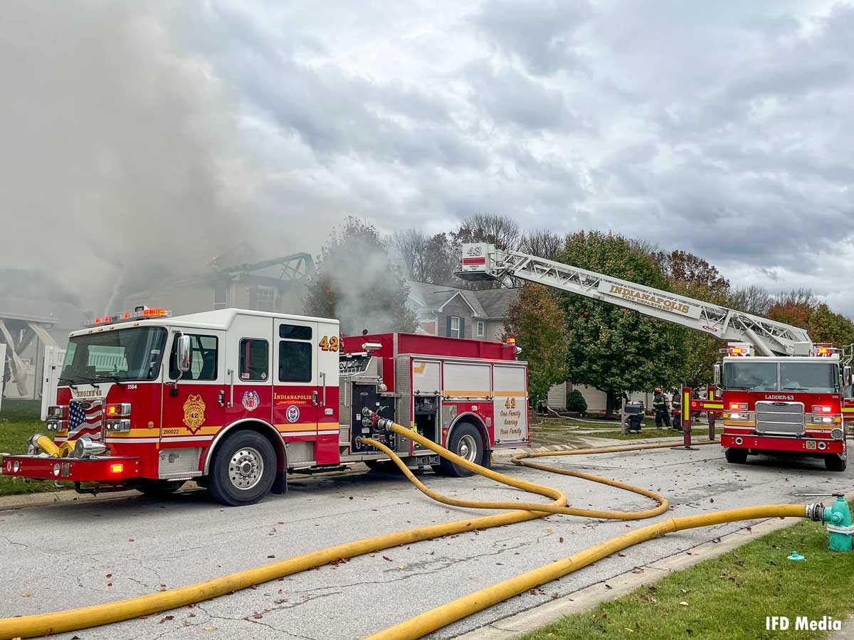 Indianapolis fire trucks at scene