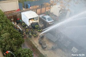 Birds eye view of Chicago firefighters