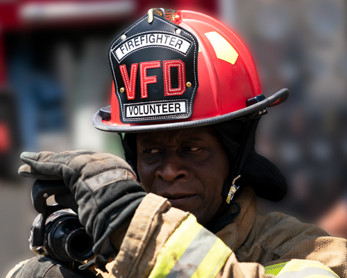 Firefighter with helmet