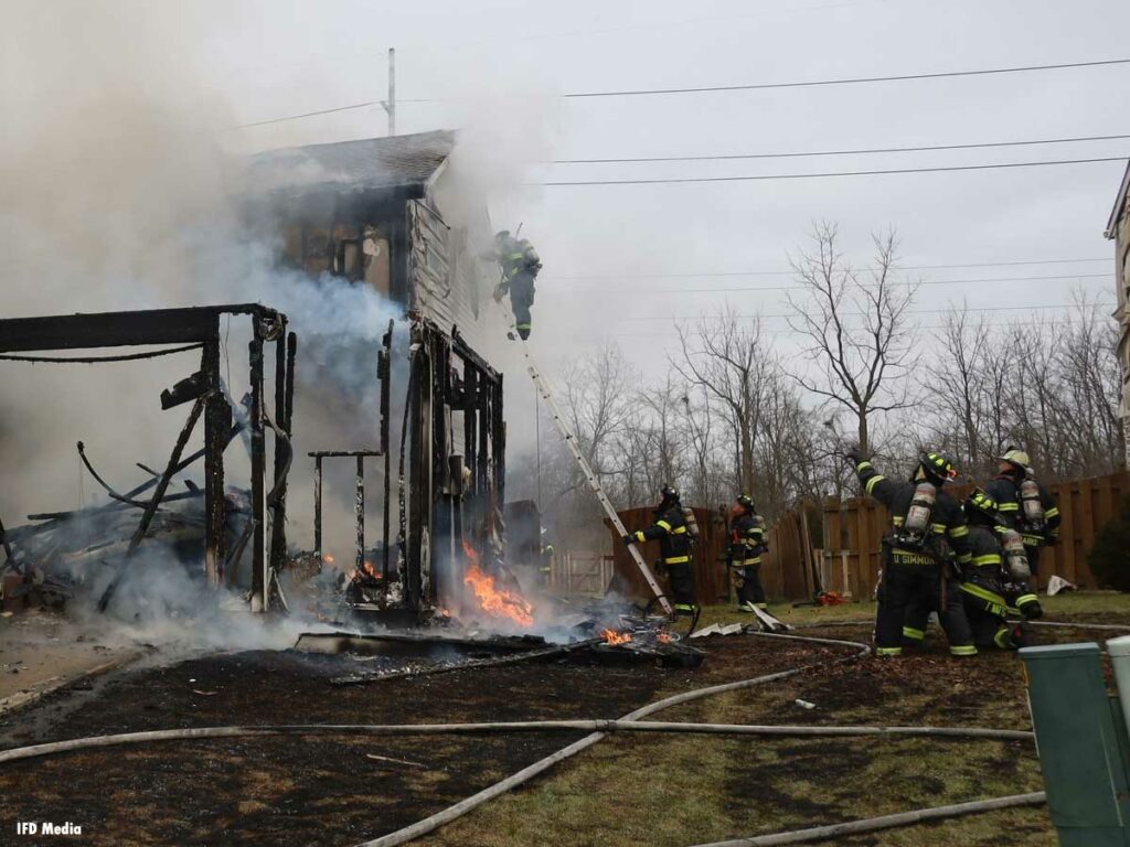 Indianapolis firefighters at a house fire