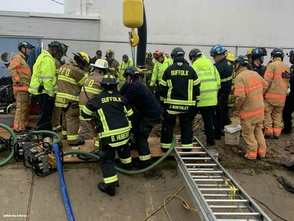 Virginia firefighters at trench rescue