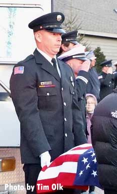 Firefighter with flag