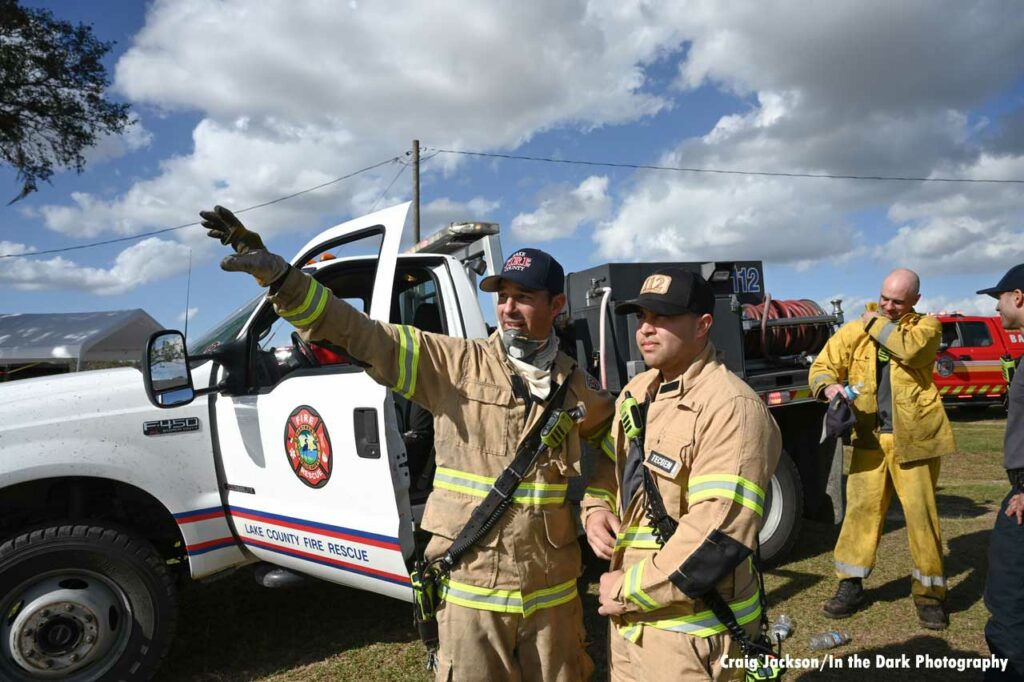 Lake County Fire Rescue crews at brush fire