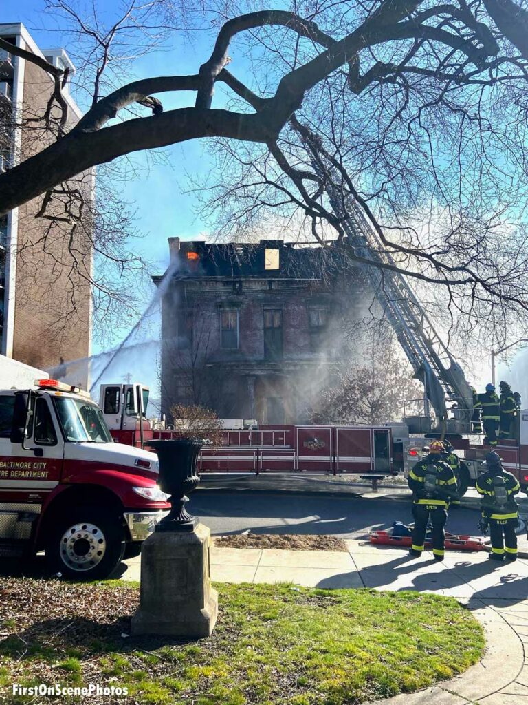 Baltimore fire truck at mansion fire