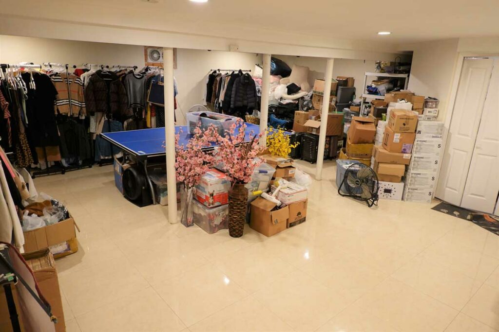 Clothing in basement of home