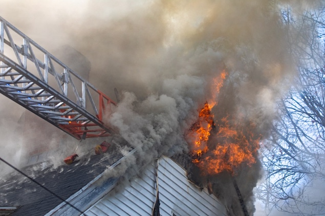 Fire vents through roof with aerial