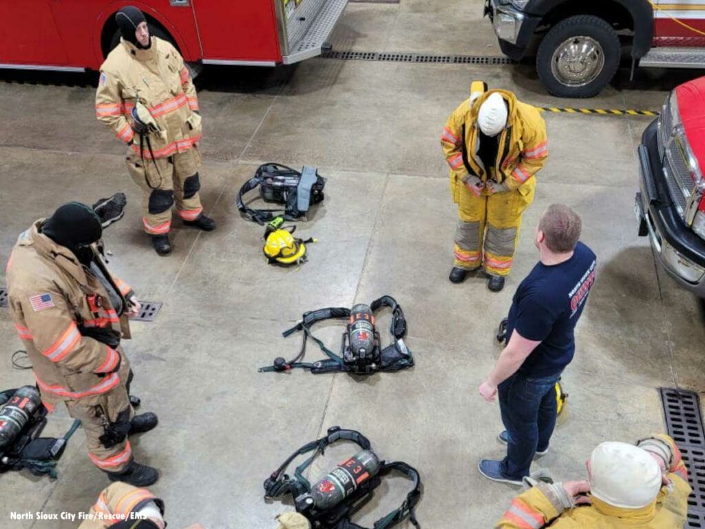 Firefighters training with the North Sioux City SD Fire Department