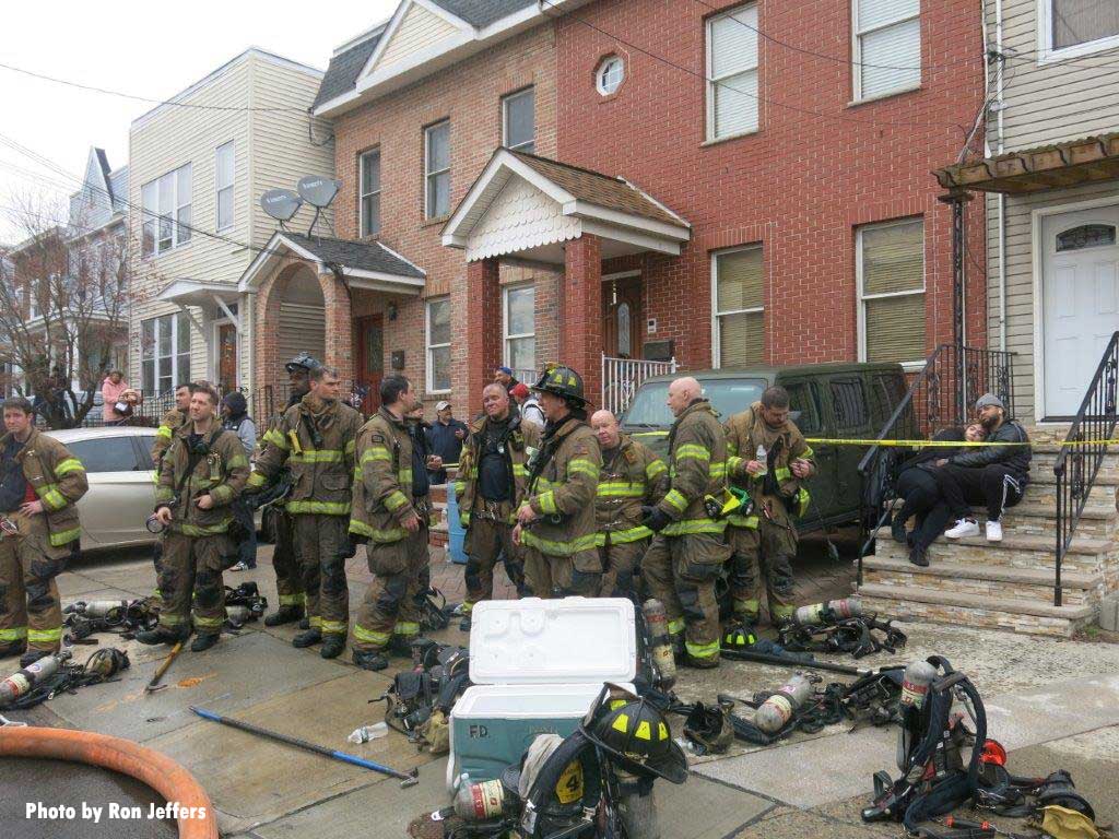 Jersey City firefighters at fire scene