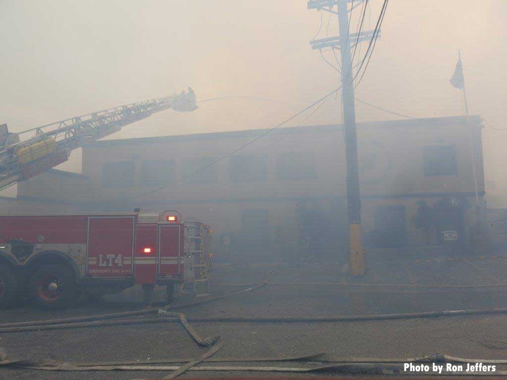 Smoke and Tower Ladder at Jersey City fire