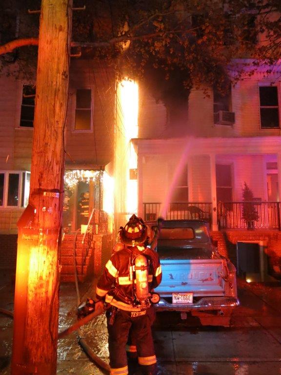 Firefighters put water on outside of home during Weehawken fire