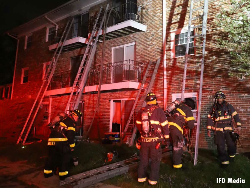 Indianapolis firefighters at Michigcan Road apartment fire