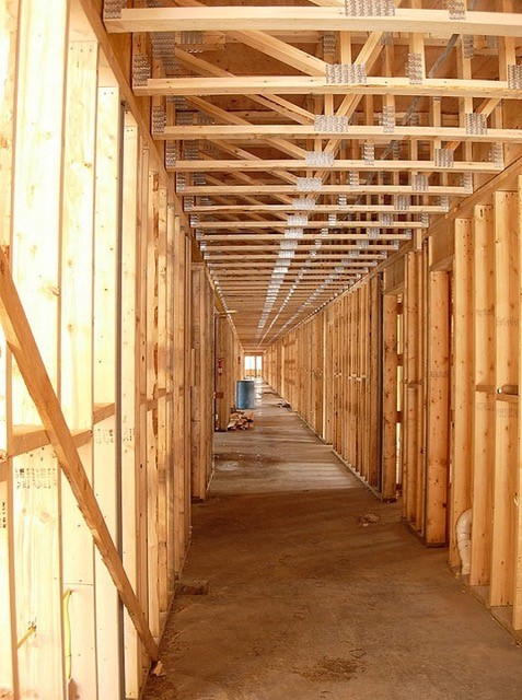 Long hallway corridor construction