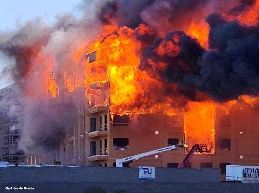 Clark County Nevada construction site fire