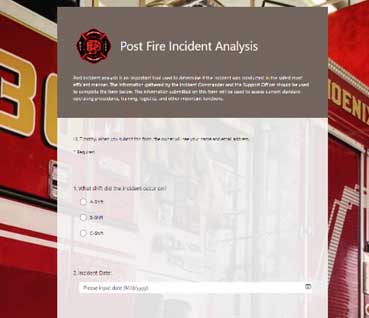 Postfire incident analysis form