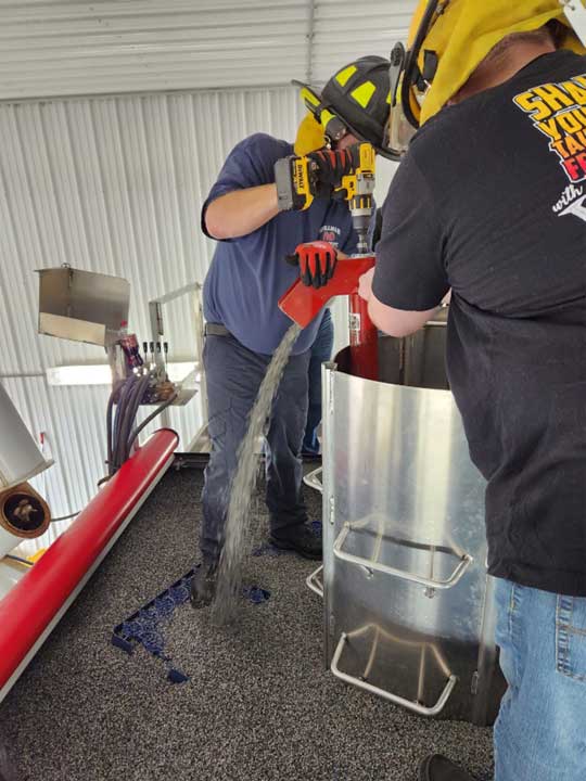 Rescue tube set in place for grain bin rescue